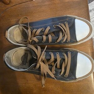 Harley-Davidson Black Low-Top Sneakers with Brown Laces